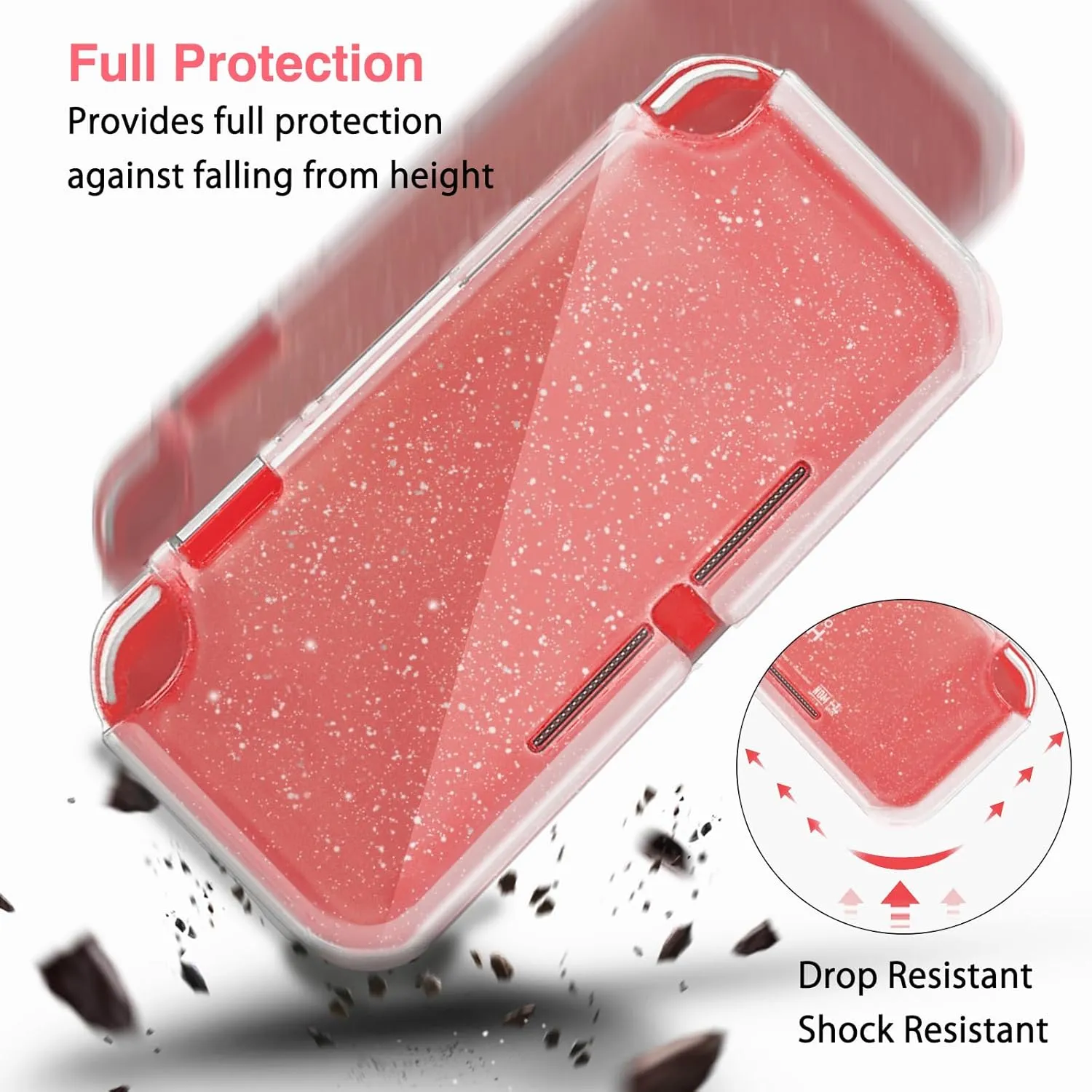 TIKOdirect Carrying Case for Nintendo Switch lite, Shockproof Portable Travel Bag with Glitter Galaxy cover, Screen Protectors and Cute Leaf Thumb Grips Caps, Animal Crossing Pink