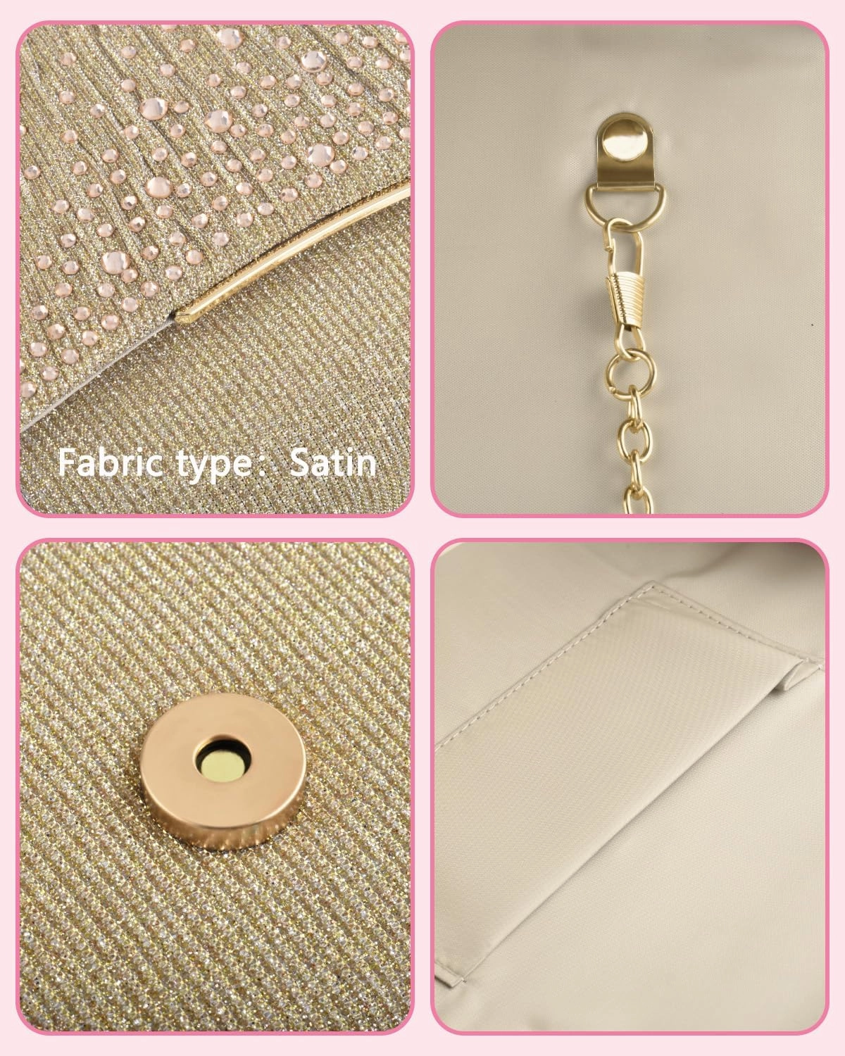 TINDTOP Clutch Purses for Women, Formal Evening Bags Suede Shoulder Envelope Party Handbags Wedding Cocktail Prom Clutches