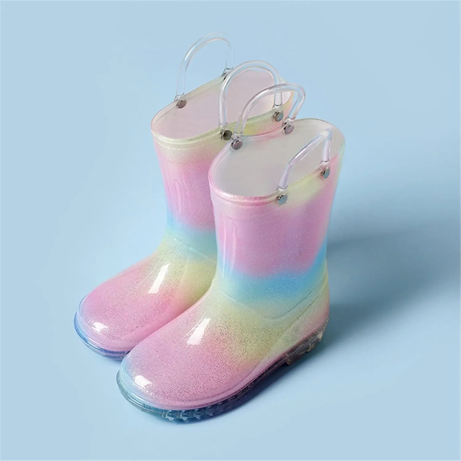 Toddler Boy Light Up Shoes Toddler Kids Glitter Light Up Rain Boots For Girls Rain Shoes Rainbow Boots With Easy On