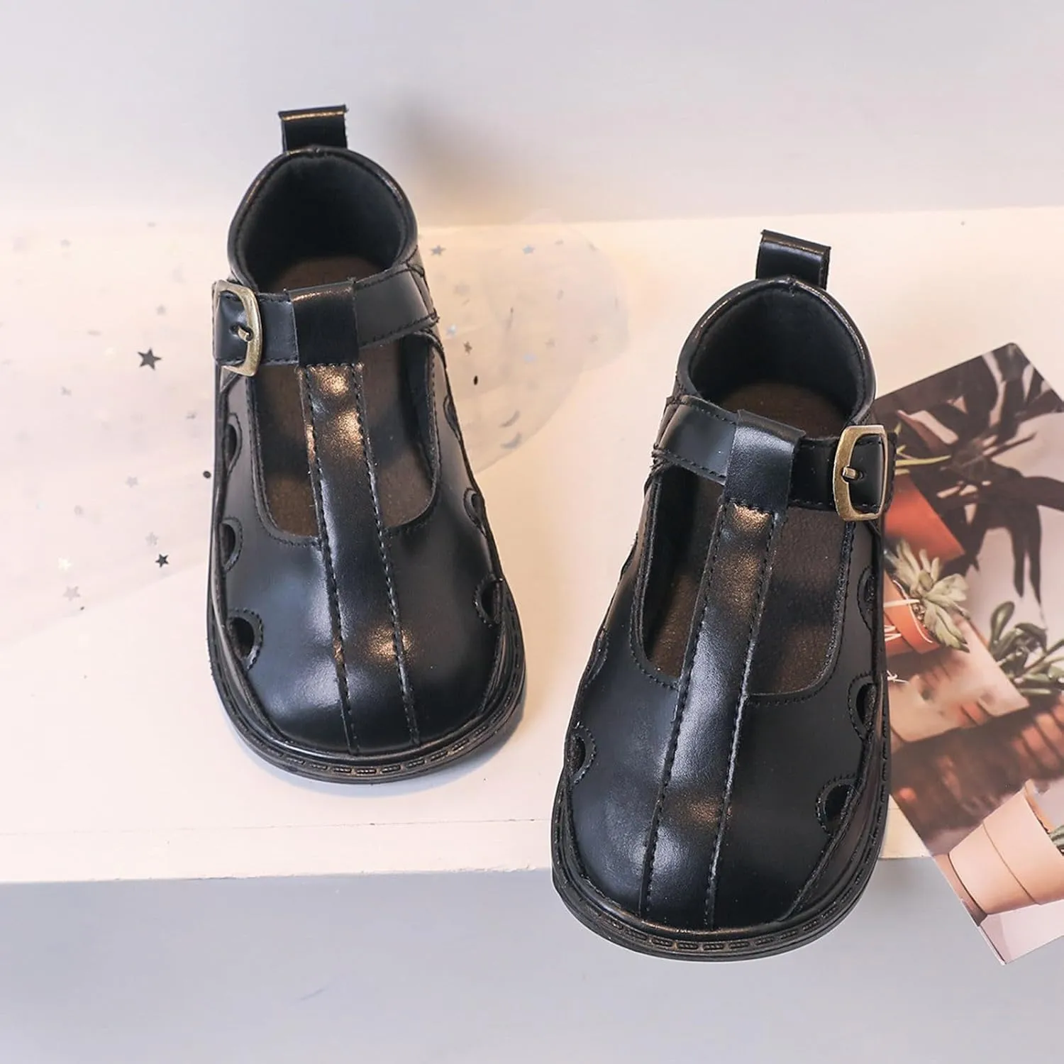 Toddler Girl Mary Jane Dress Shoes Hollowed Slip On Shoes School Oxford Flats for Kid Party Shoes