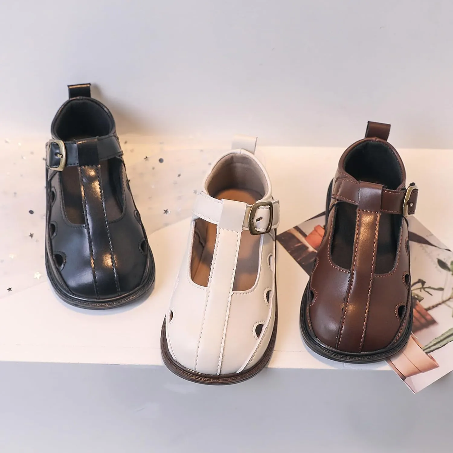 Toddler Girl Mary Jane Dress Shoes Hollowed Slip On Shoes School Oxford Flats for Kid Party Shoes