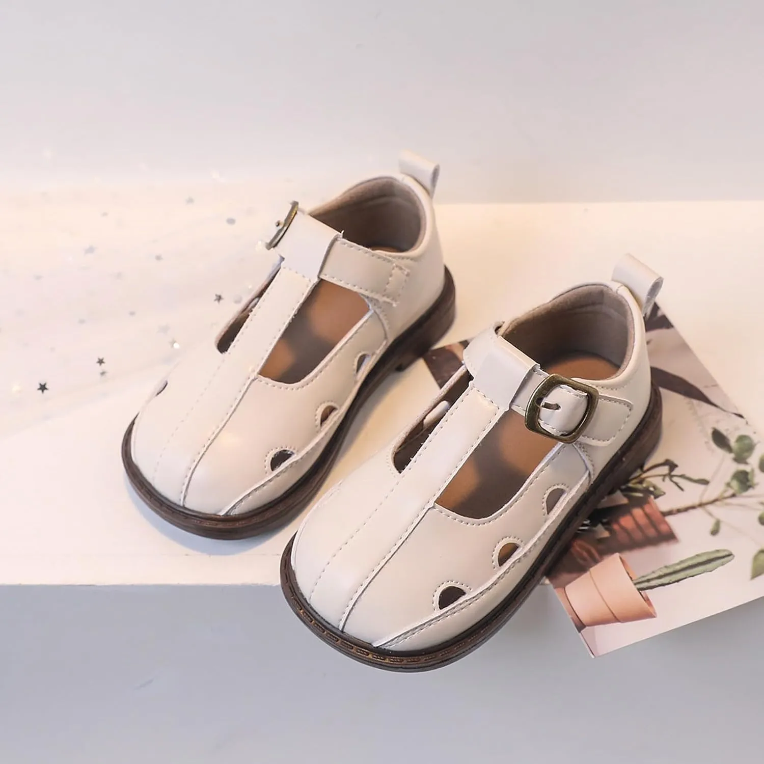 Toddler Girl Mary Jane Dress Shoes Hollowed Slip On Shoes School Oxford Flats for Kid Party Shoes