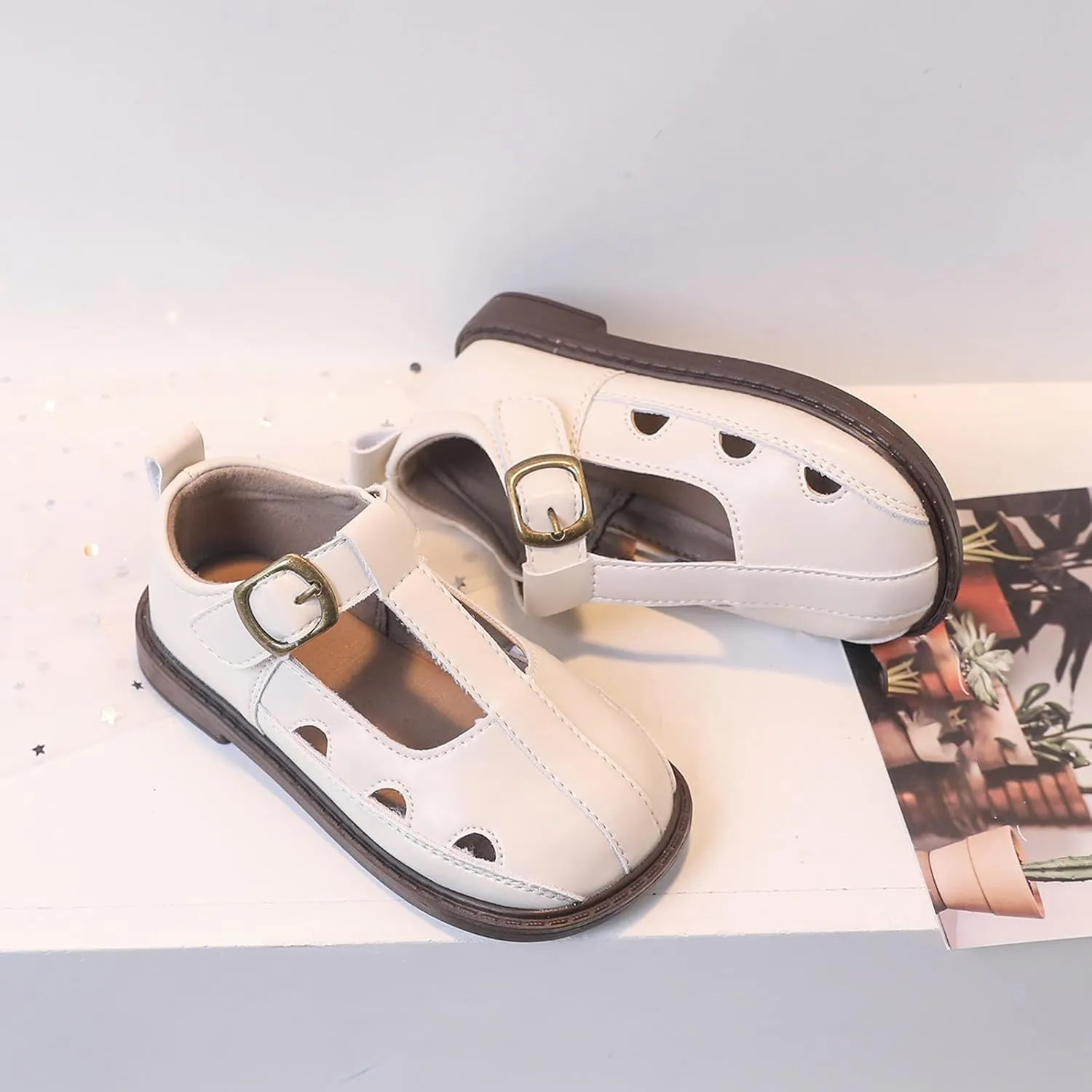 Toddler Girl Mary Jane Dress Shoes Hollowed Slip On Shoes School Oxford Flats for Kid Party Shoes