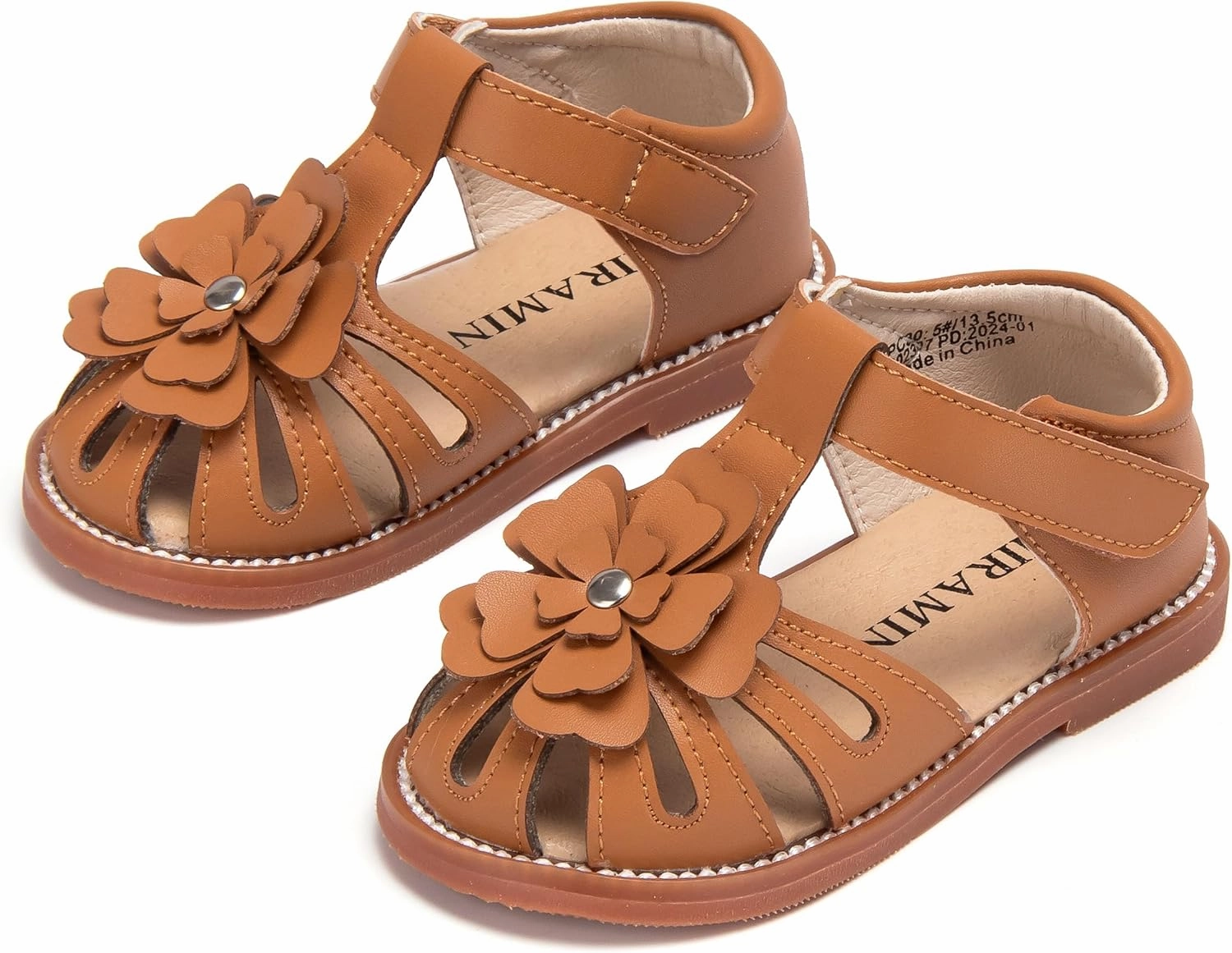 Toddler Little Girl Summer Sandals - Flower Girl Close Toe Dress Shoes Flats Wedding Princess