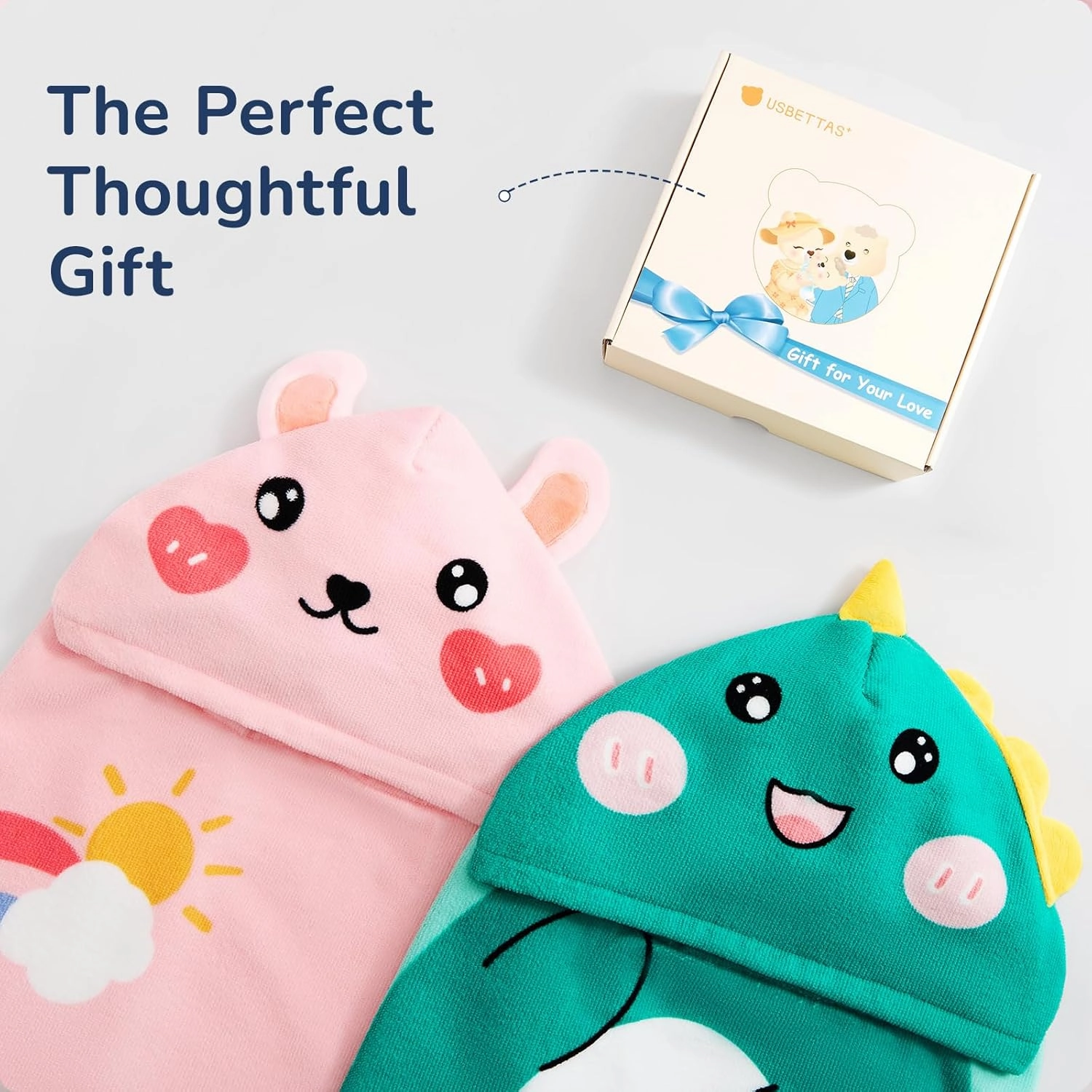 Toddler Towel Poncho-Soft Cozy Kids Hooded Beach Towels with Animal Design, Super Absorbent and Lightweight Hooded Towel Gifts for Bath Beach(23 * 23Inch,Bunny)