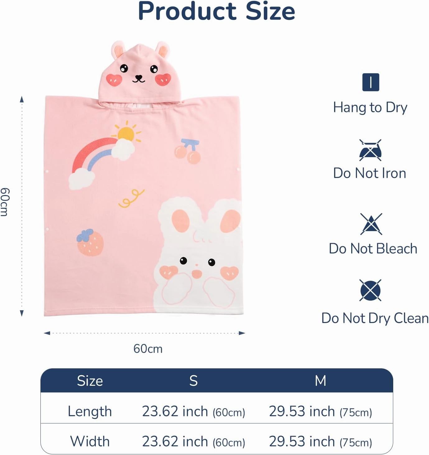 Toddler Towel Poncho-Soft Cozy Kids Hooded Beach Towels with Animal Design, Super Absorbent and Lightweight Hooded Towel Gifts for Bath Beach(23 * 23Inch,Bunny)
