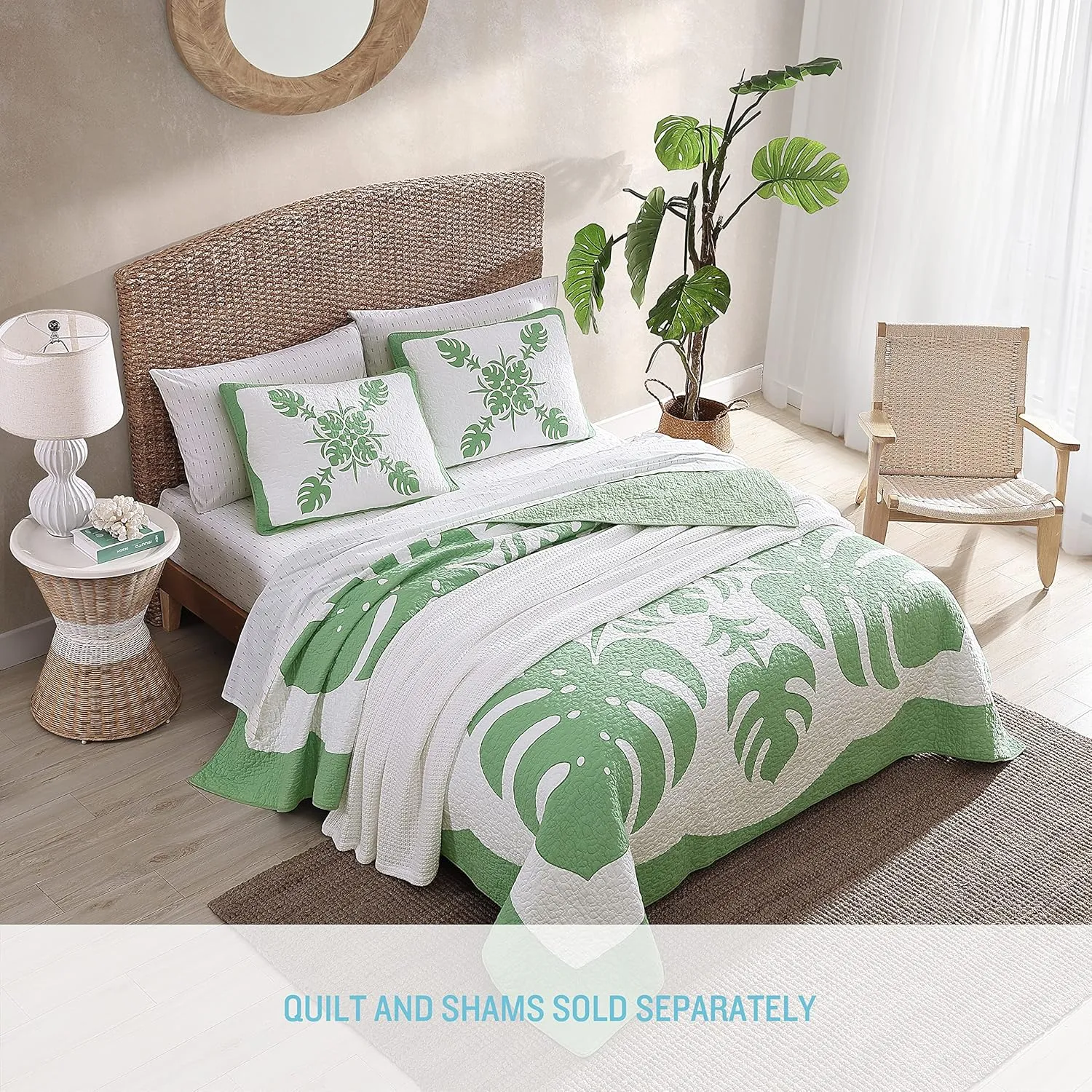 Tommy Bahama - King Quilt, Reversible Cotton Bedding, Lightweight Home Decor for All Seasons (Molokai Mint Green, King)