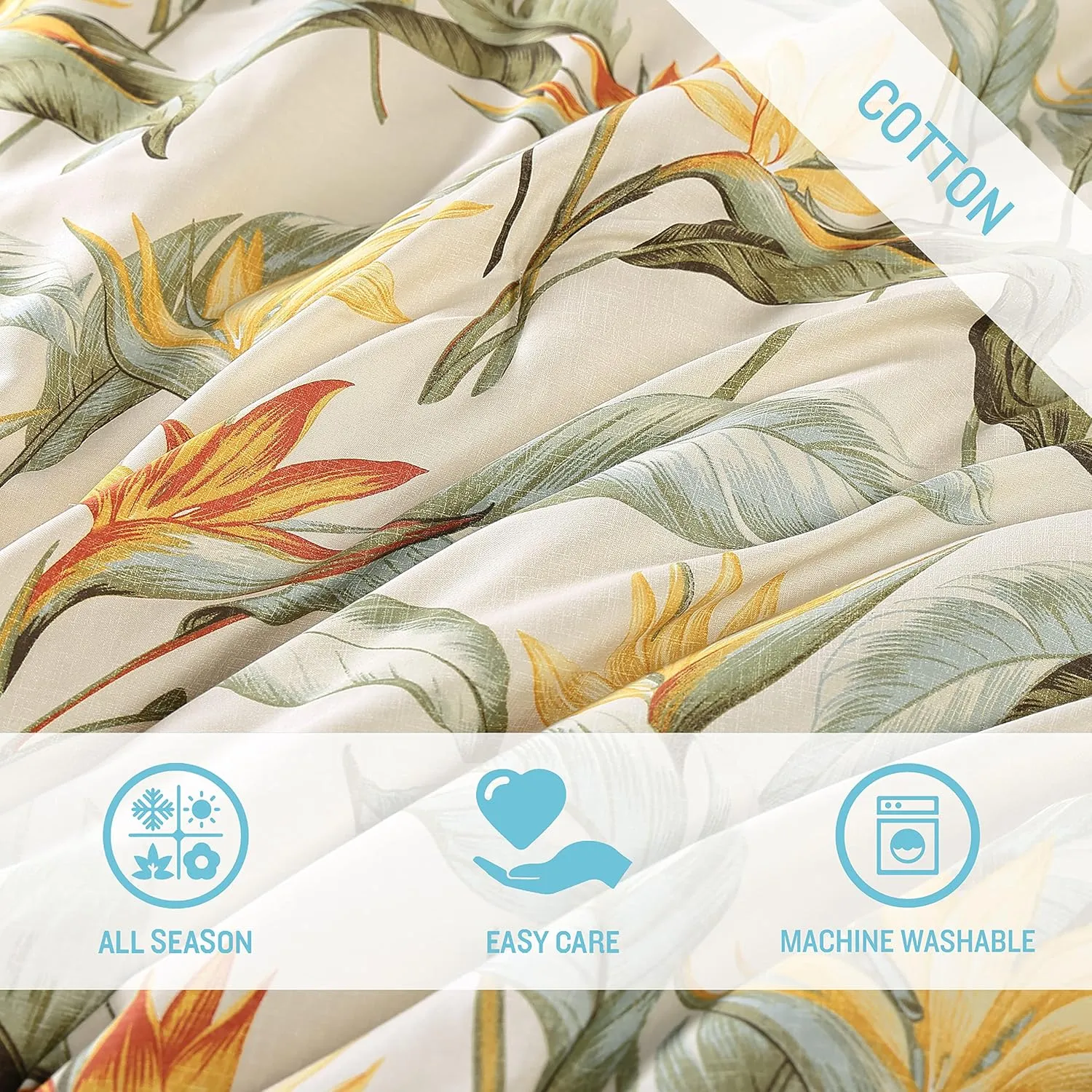 Tommy Bahama - Queen Comforter Set, Reversible Cotton Bedding with Matching Shams & Bedskirt, Super Soft Bedding Set (Birds of Paradise Off-White, Queen)