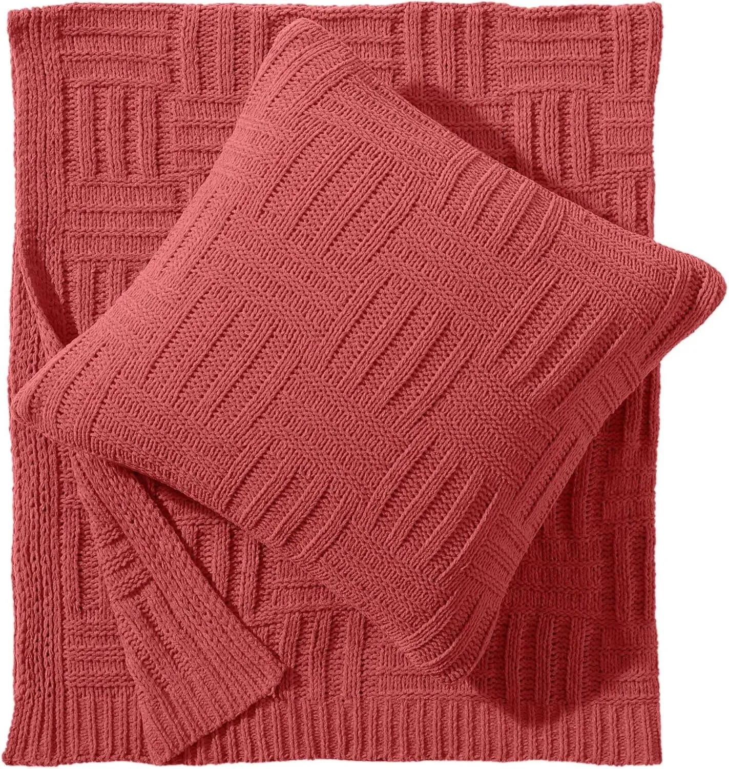 Tommy Bahama Throw Pillow Soft Cotton with Zipper Closure, Tropical Design, Ideal for Bed or Couch, 20" x 20", Chain Basket Coral