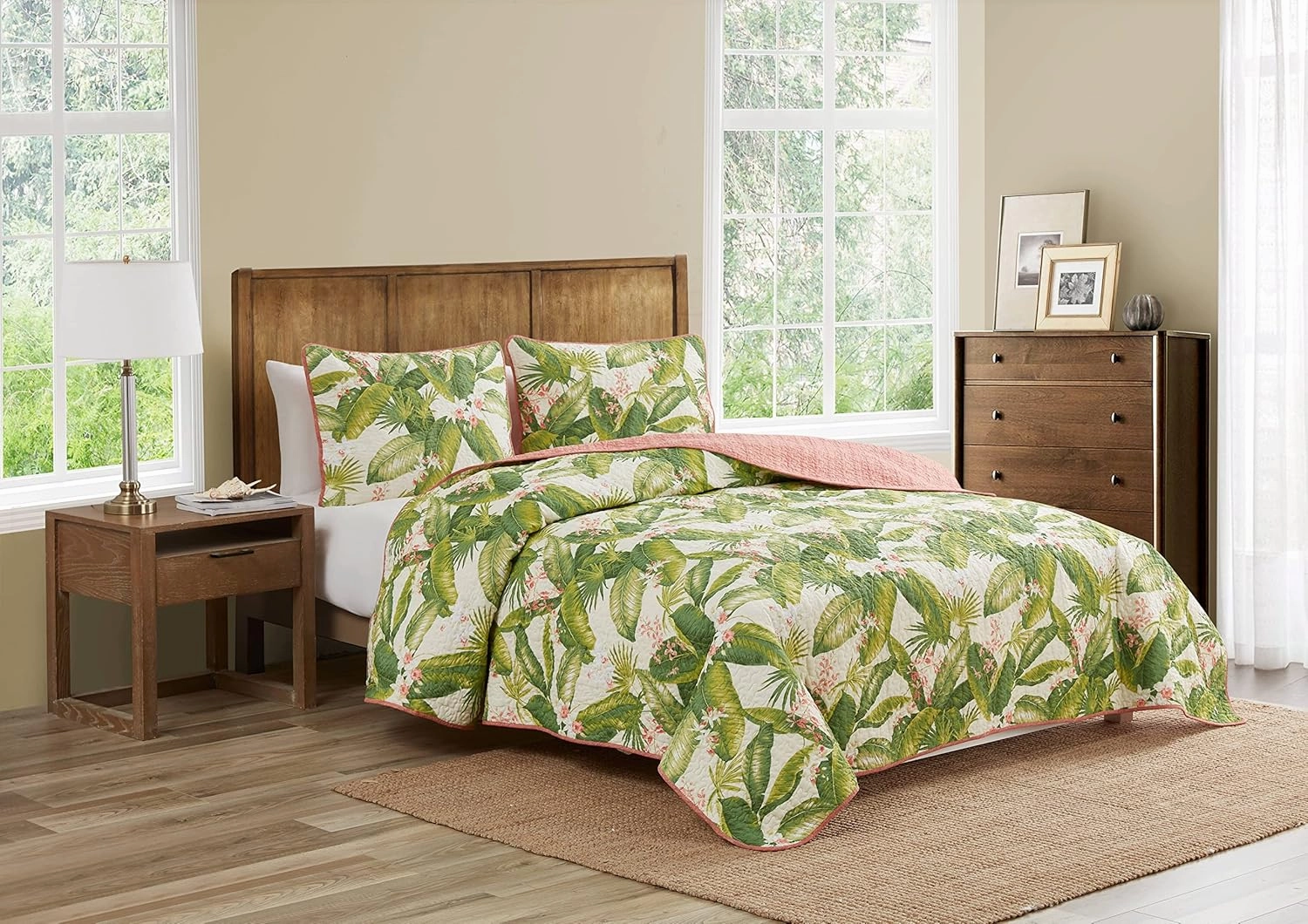 Tommy Bahama - King Quilt Set, Reversible Cotton Bedding with Matching Shams, Coastal Bedding Set for All Seasons (Aregada Dock Ecru Beige, King)