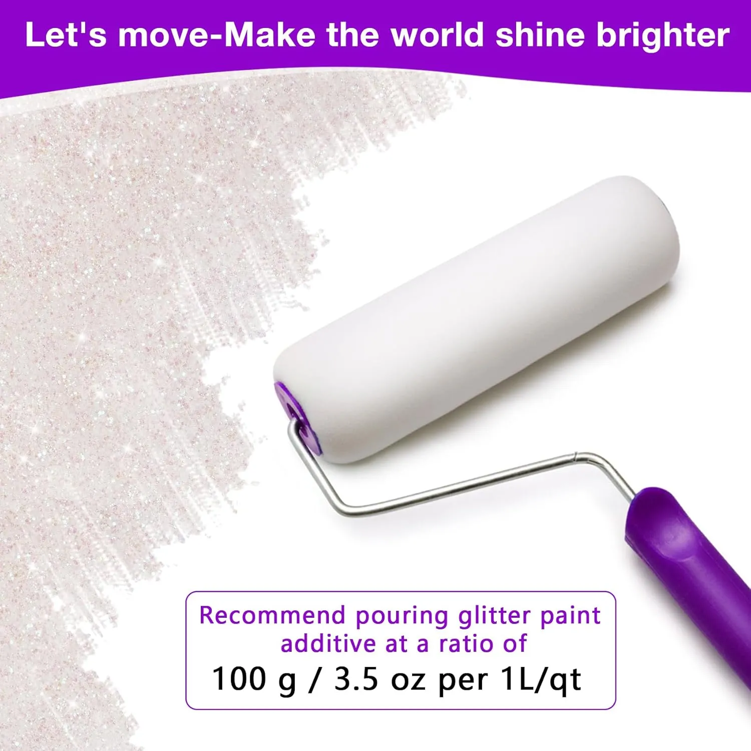 TORC Iridescent White Glitter Paint Additive - Multi-Size Glitter Powder for Acrylic Paint, Walls, Wood Furniture & Crafts (400g/14oz) - Interior/Exterior Use on All Finishes
