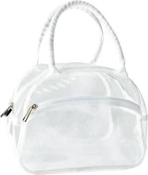 TotePrint 1 Pcs Clear Pink Glitter Jelly Toiletry Bag Waterproof Travel Toiletry Bag with Zipper and Handle Cosmetic Bag