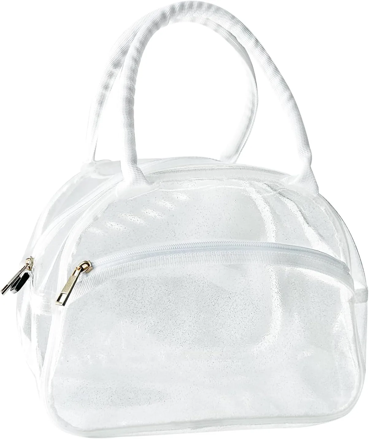 TotePrint 1 Pcs Clear Pink Glitter Jelly Toiletry Bag Waterproof Travel Toiletry Bag with Zipper and Handle Cosmetic Bag