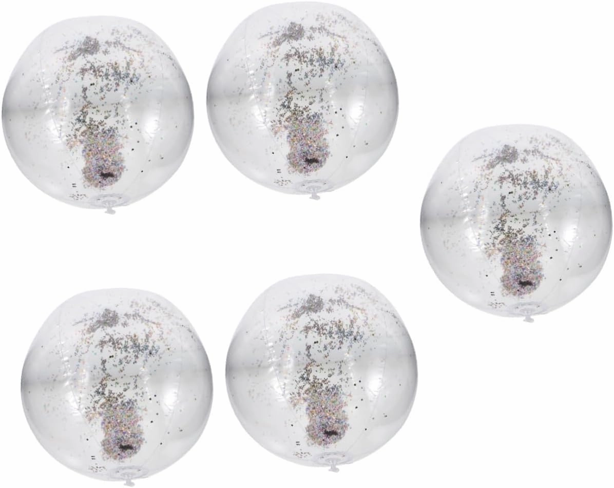 Toyvian Inflatable Sequin Ball Bouncy Paddles Beach Sand Inflatable Pool Billiard Balls Clear Balloons Balloon