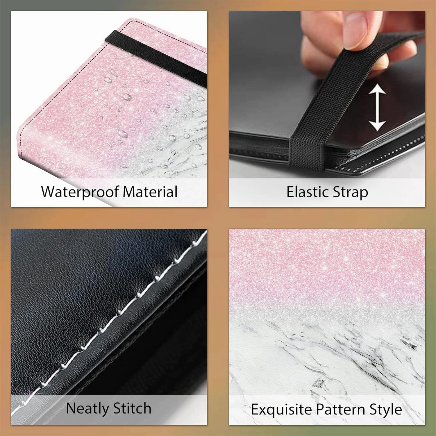 Trading Card Binder, 4 Pocket Trading Cards Album Display Holder, 160 Cards Double Sided Pockets Card Holder Binder Sleeves Card Case for Standard Size Cards Sports Cards,Pink Glitter Marble