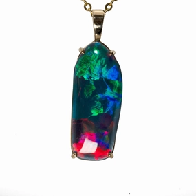 Triplet Opal Pendant in 14K Yellow Gold - Multicolour
