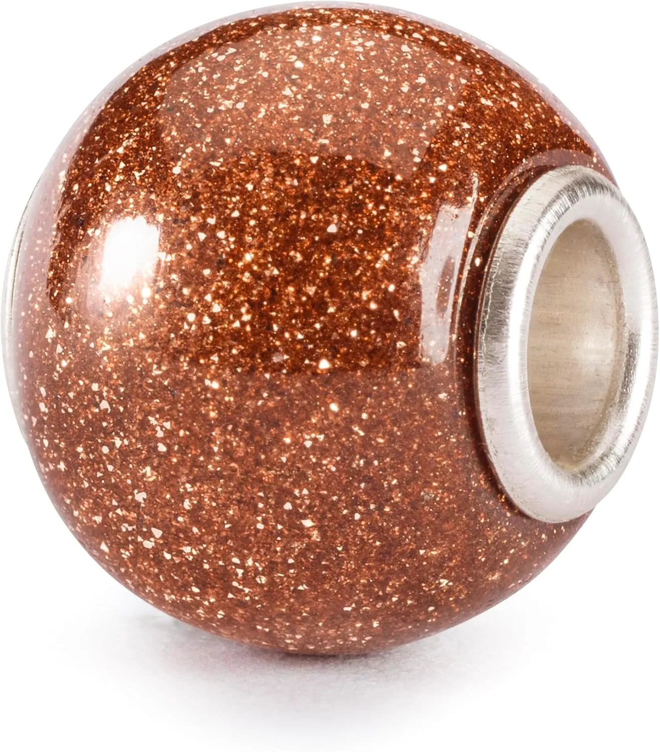 TROLLBEADS Round Brown Goldstone Bead
