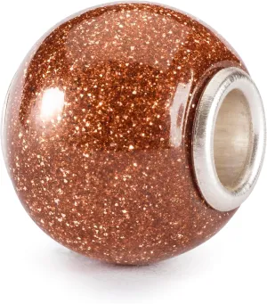 TROLLBEADS Round Brown Goldstone Bead