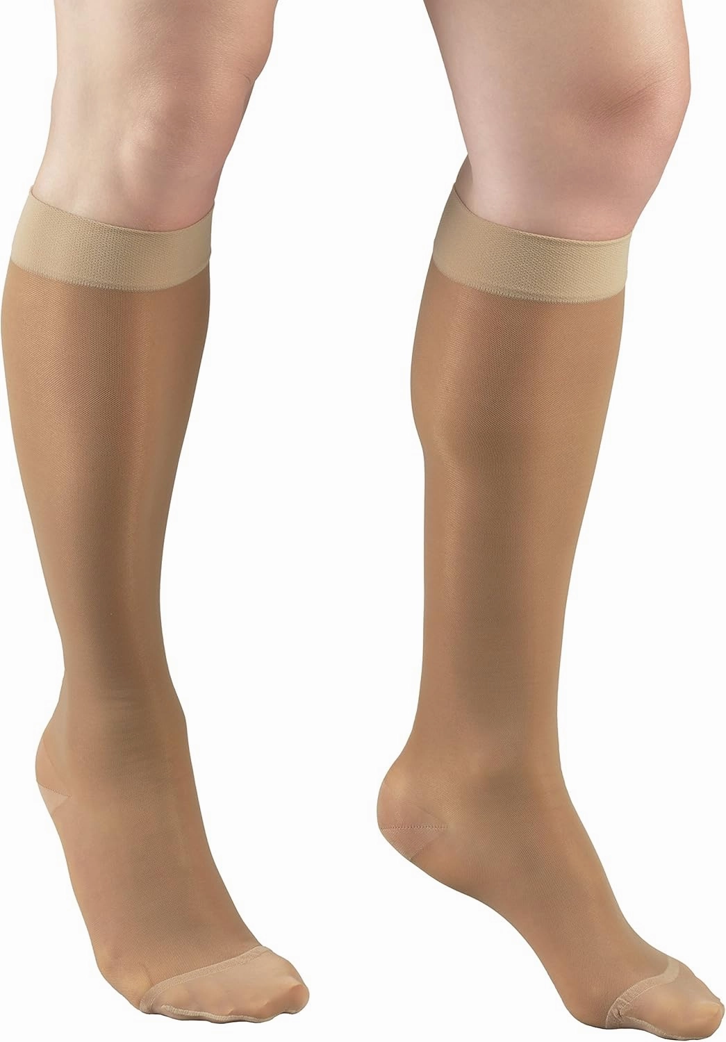 Truform Sheer Compression Stockings, 15-20 mmHg, Women's Knee High Length, 20 Denier, Beige, Medium