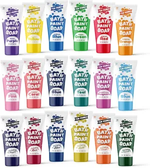 Tub Works® Bath Paint Soap Bath Toy, 18 Pack | Non-Toxic, Washable Bathtub Paint for Toddlers & Kids | Finger Paint in the Tub | Ideal Toddler Bath Toys for Creative Kids Bath | Easy-to-Clean