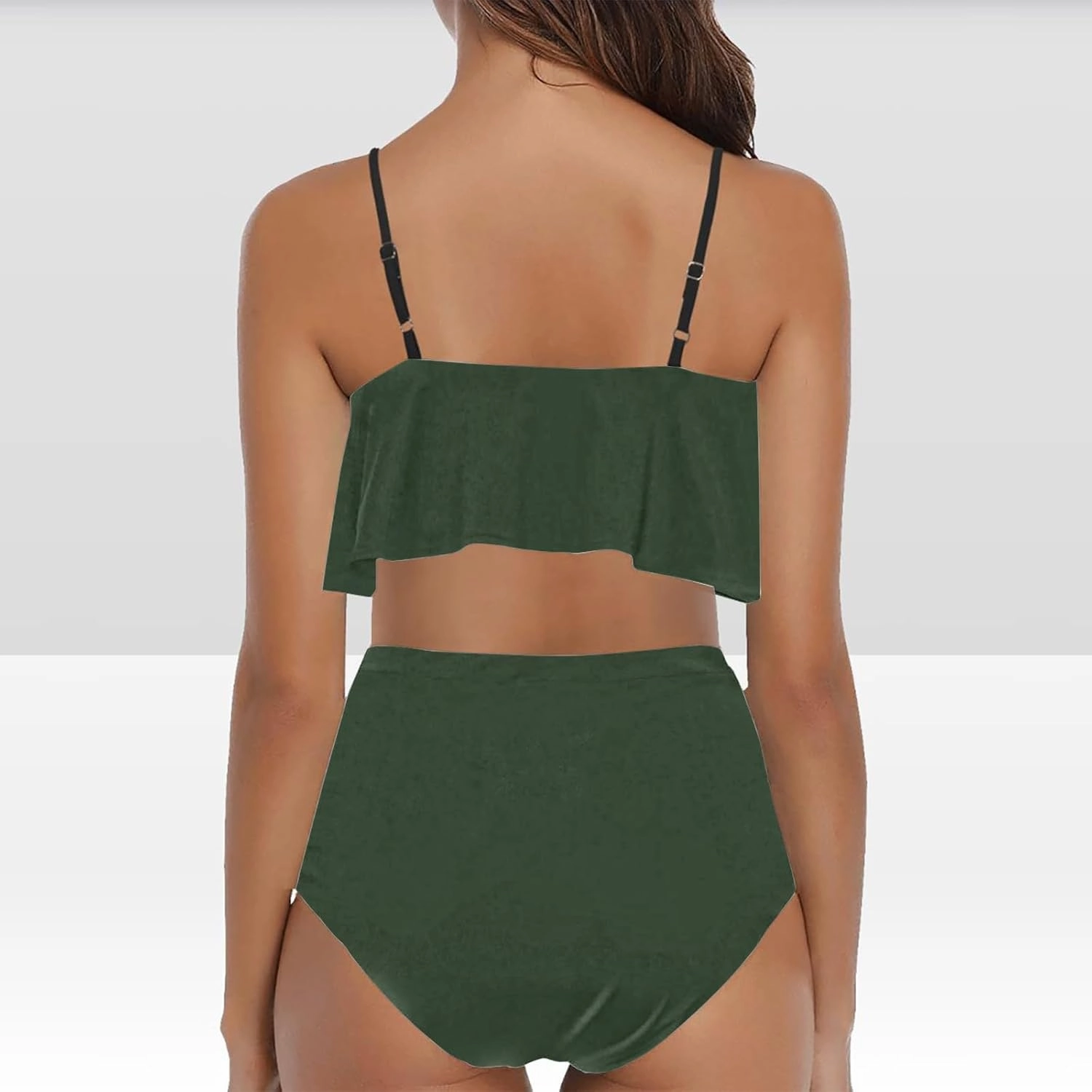 Two Piece Swimsuits Women High Waisted Bikini Teen Ruffle Tummy Control High Waist Bottoms Bathing Suits Swimwear