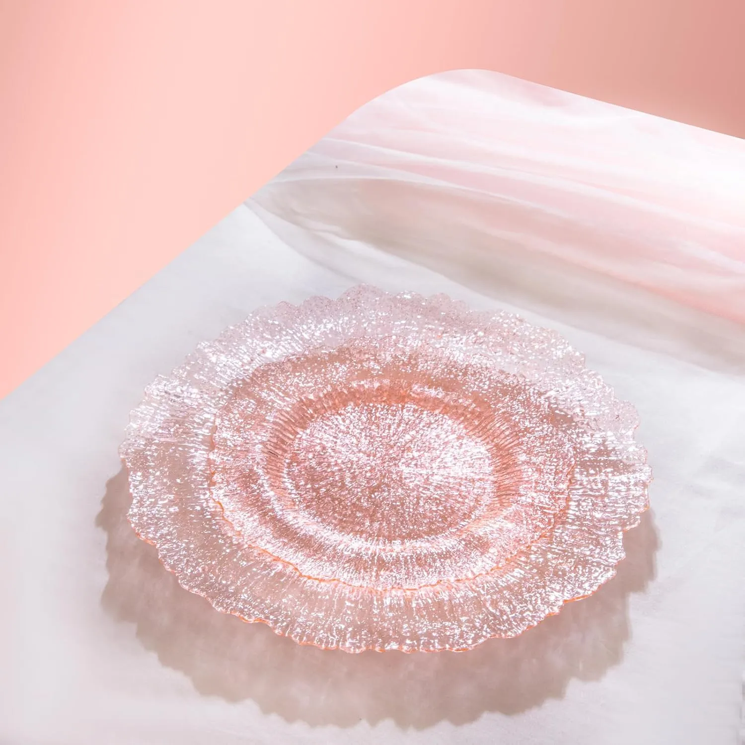 U-QE 60PCS Pink Plates for Party - Pink Plastic Plates Disposable&Reusable - Clear Pink Heavy Duty Plastic Plates for Party Including 30 Plastic Dinner Plates 10.25" & 30 Plastic Dessert Plates 7"