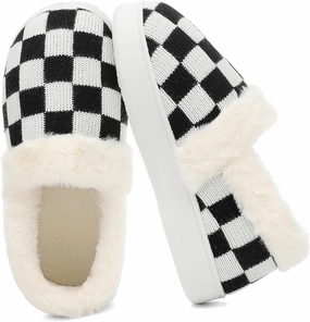 UBFEN Womens Fuzzy House Slippers Warm Bedroom Shoes with Faux Fur Lining Non Slip Memory Foam Slippers for ladies Indoor and Outdoor