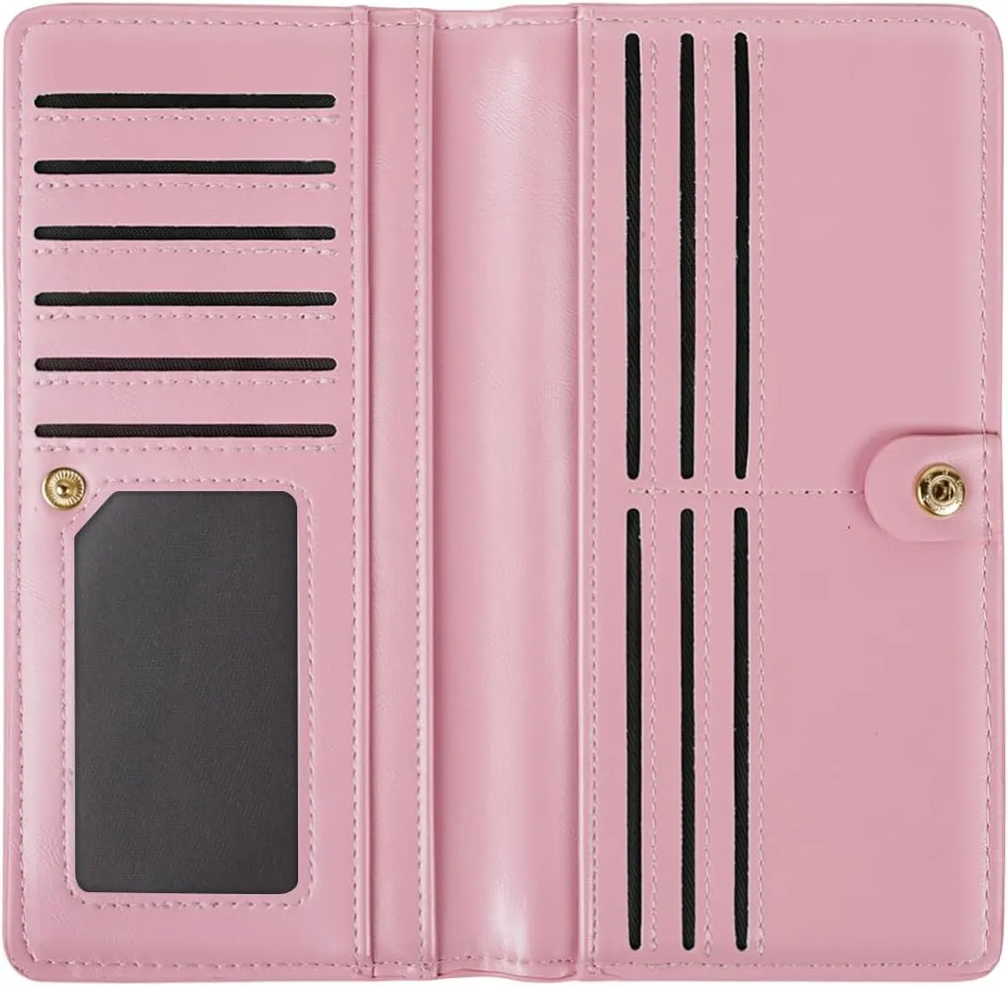 Ultra Slim Womens Wallet Minimalist Thin Long Leather Bifold Wallet RFID Blocking Card Holder Organizer with Zipper Coin Pocket Ladies Girls Gift Purse, Glitter Dark Pink