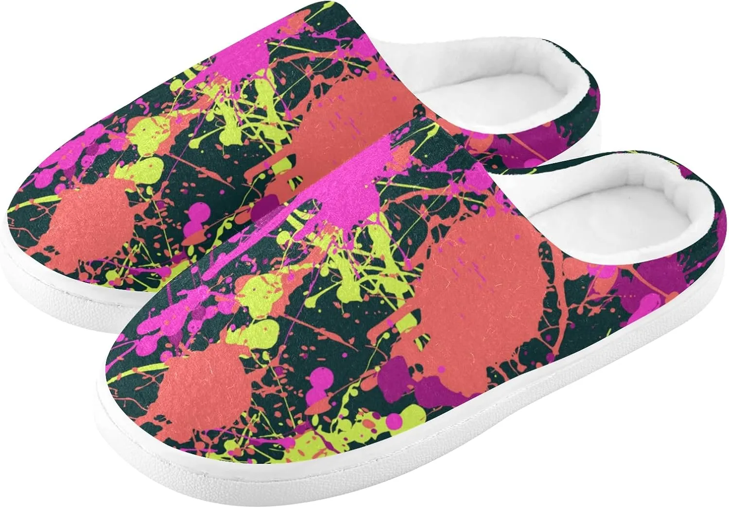 Unisex Memory Foam House Slippers Non-Skid Soft Warm Sole Coral Fleece Slip-on Closed Toe Hand Free Shoes for Bedroom Travel 6-17