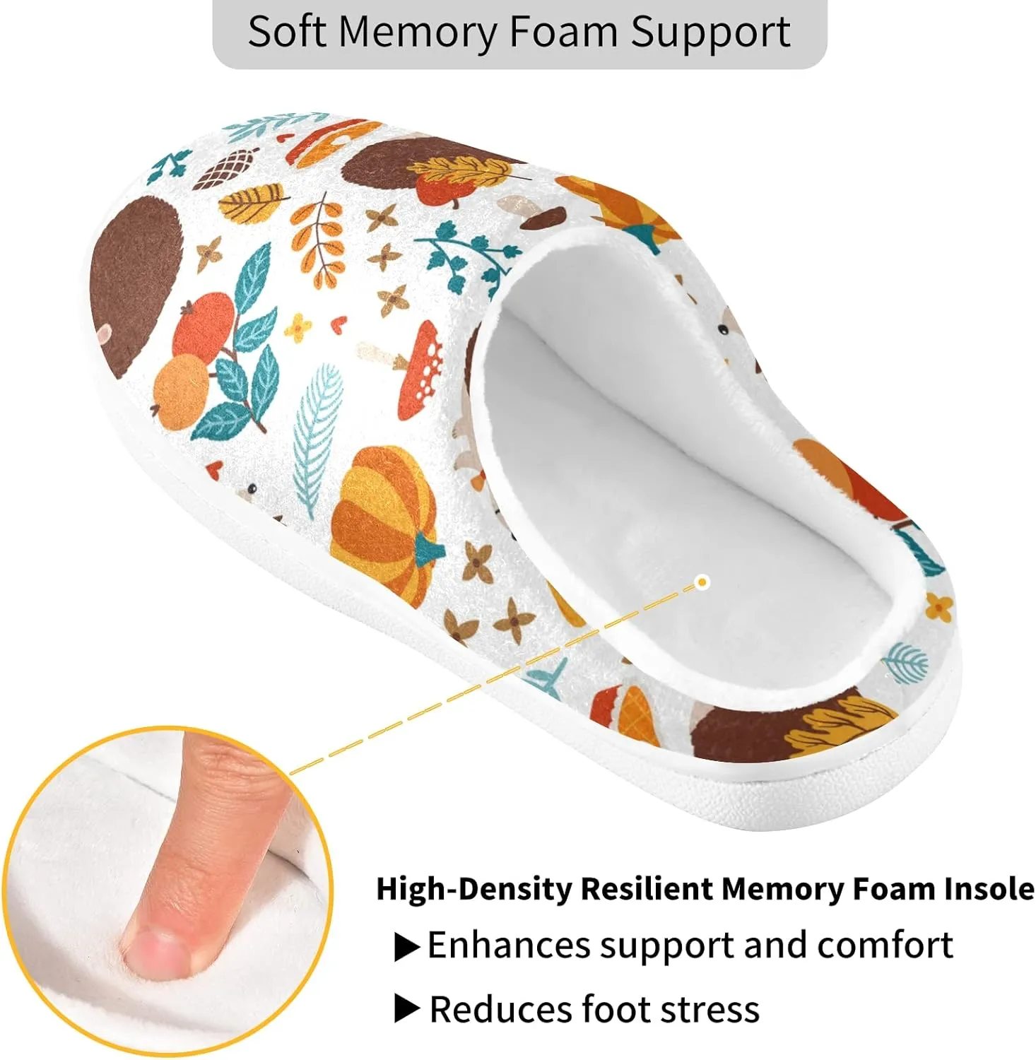 Unisex Memory Foam House Slippers Non-Skid Soft Warm Sole Coral Fleece Slip-on Closed Toe Hand Free Shoes for Bedroom Travel 6-17