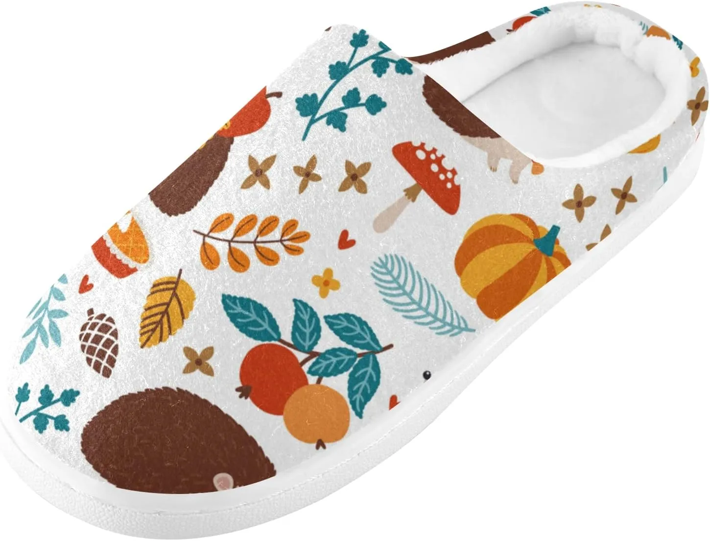 Unisex Memory Foam House Slippers Non-Skid Soft Warm Sole Coral Fleece Slip-on Closed Toe Hand Free Shoes for Bedroom Travel 6-17