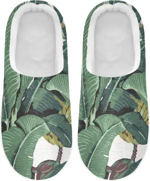 Unisex Memory Foam House Slippers Non-Skid Soft Warm Sole Coral Fleece Slip-on Closed Toe Hand Free Shoes for Bedroom Travel 6-17