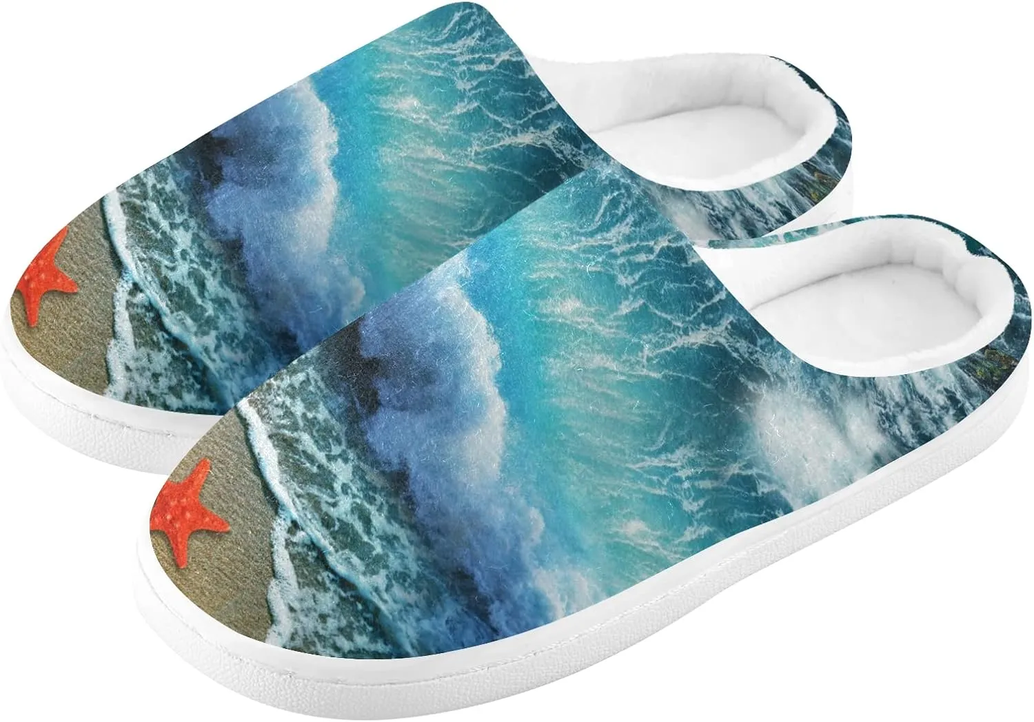 Unisex Memory Foam House Slippers Non-Skid Soft Warm Sole Coral Fleece Slip-on Closed Toe Hand Free Shoes for Bedroom Travel 6-17
