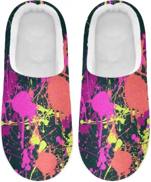 Unisex Memory Foam House Slippers Non-Skid Soft Warm Sole Coral Fleece Slip-on Closed Toe Hand Free Shoes for Bedroom Travel 6-17