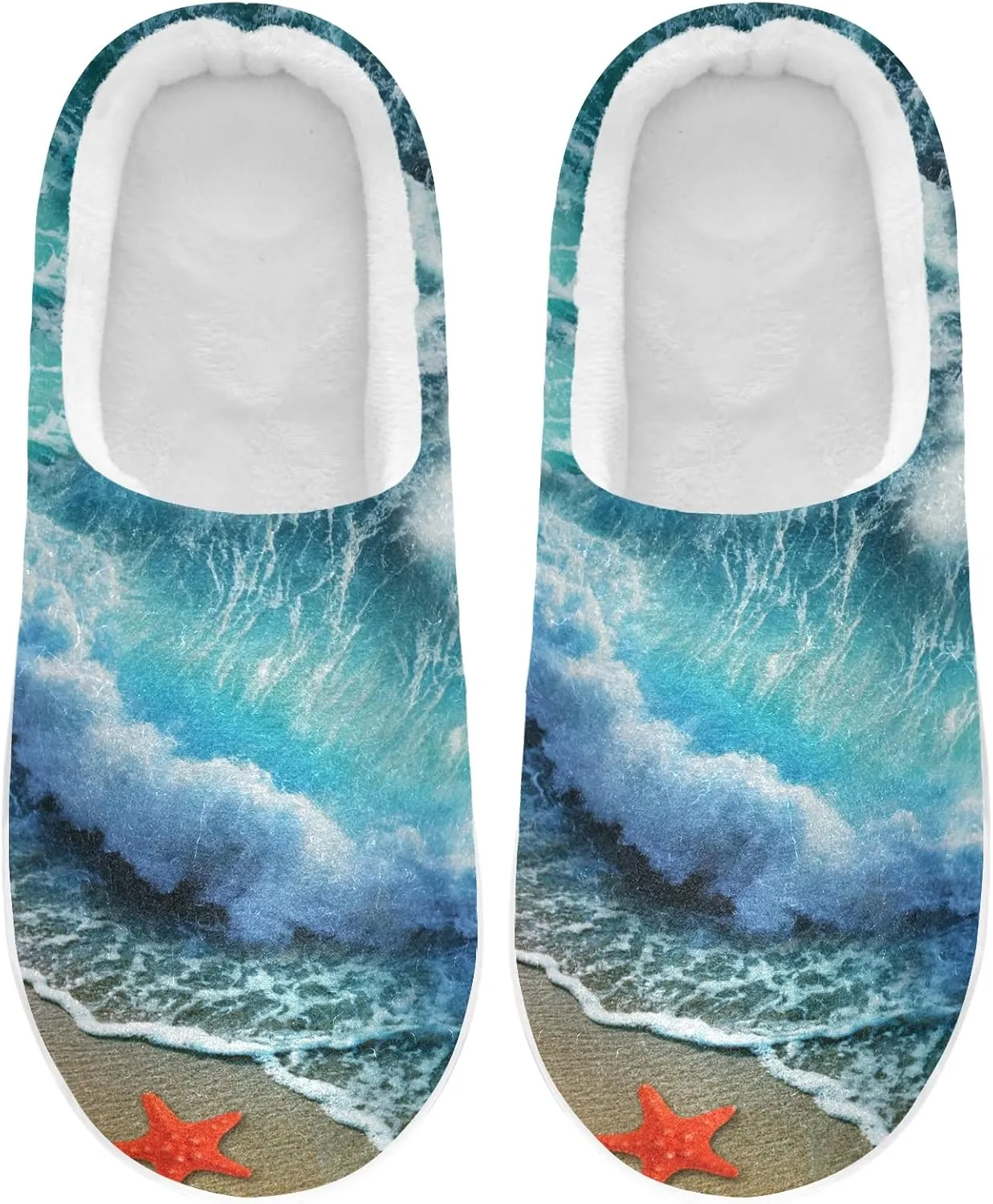 Unisex Memory Foam House Slippers Non-Skid Soft Warm Sole Coral Fleece Slip-on Closed Toe Hand Free Shoes for Bedroom Travel 6-17