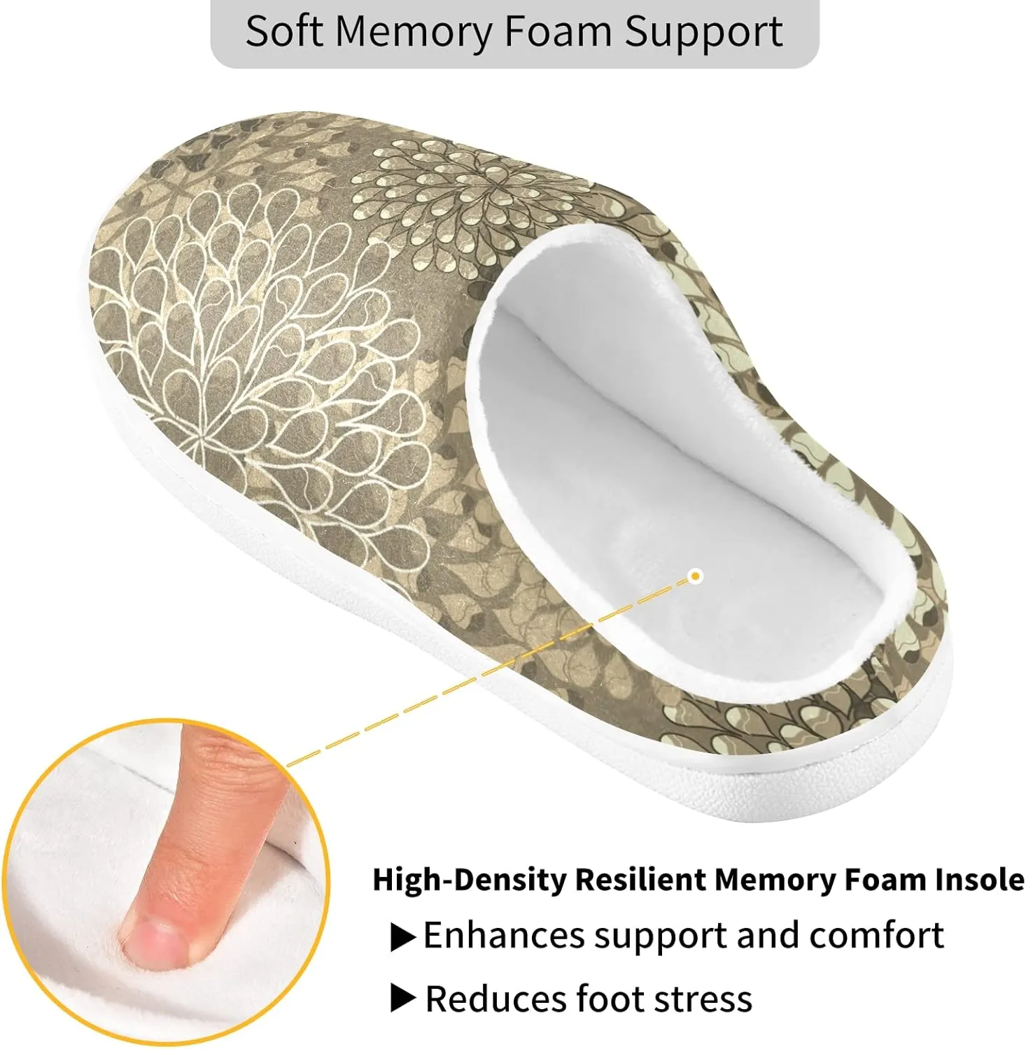Unisex Memory Foam House Slippers Non-Skid Soft Warm Sole Coral Fleece Slip-on Closed Toe Hand Free Shoes for Bedroom Travel 6-17