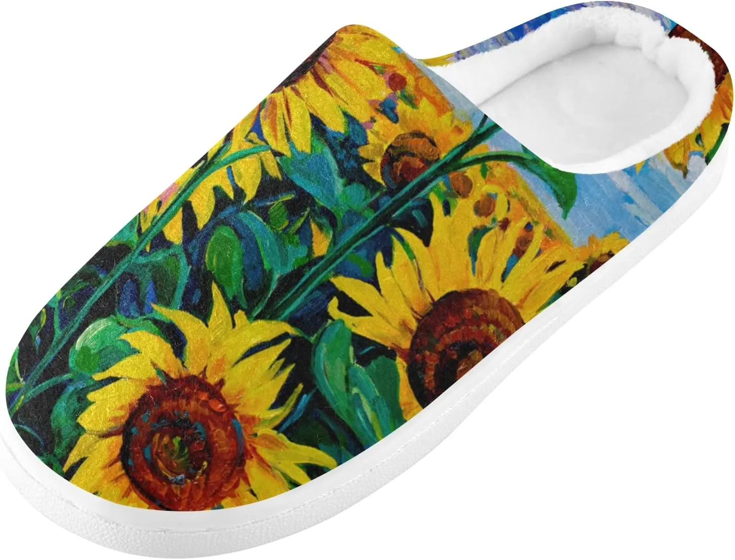 Unisex Memory Foam House Slippers Non-Skid Soft Warm Sole Coral Fleece Slip-on Closed Toe Hand Free Shoes for Bedroom Travel 6-17