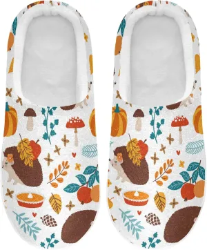 Unisex Memory Foam House Slippers Non-Skid Soft Warm Sole Coral Fleece Slip-on Closed Toe Hand Free Shoes for Bedroom Travel 6-17