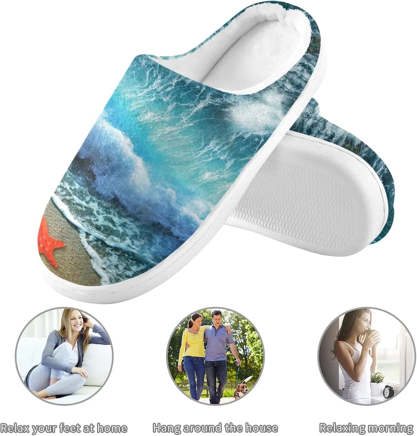 Unisex Memory Foam House Slippers Non-Skid Soft Warm Sole Coral Fleece Slip-on Closed Toe Hand Free Shoes for Bedroom Travel 6-17