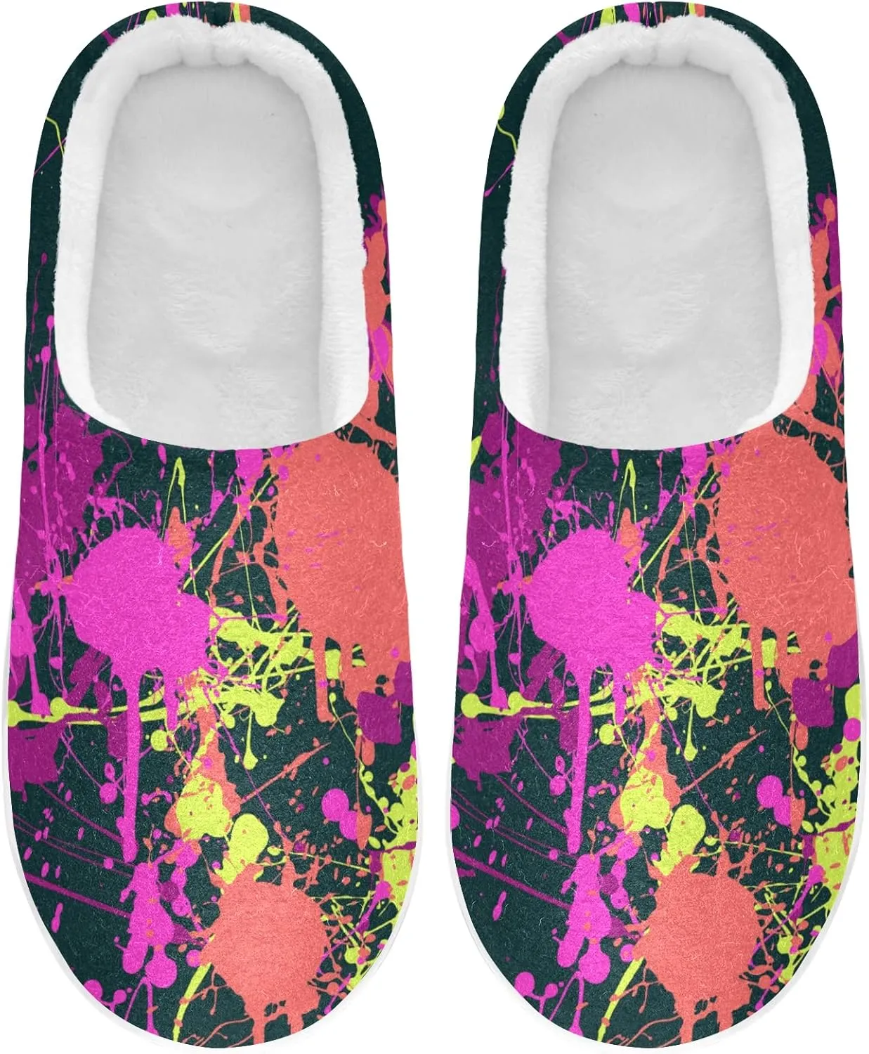 Unisex Memory Foam House Slippers Non-Skid Soft Warm Sole Coral Fleece Slip-on Closed Toe Hand Free Shoes for Bedroom Travel 6-17