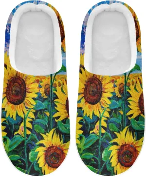 Unisex Memory Foam House Slippers Non-Skid Soft Warm Sole Coral Fleece Slip-on Closed Toe Hand Free Shoes for Bedroom Travel 6-17