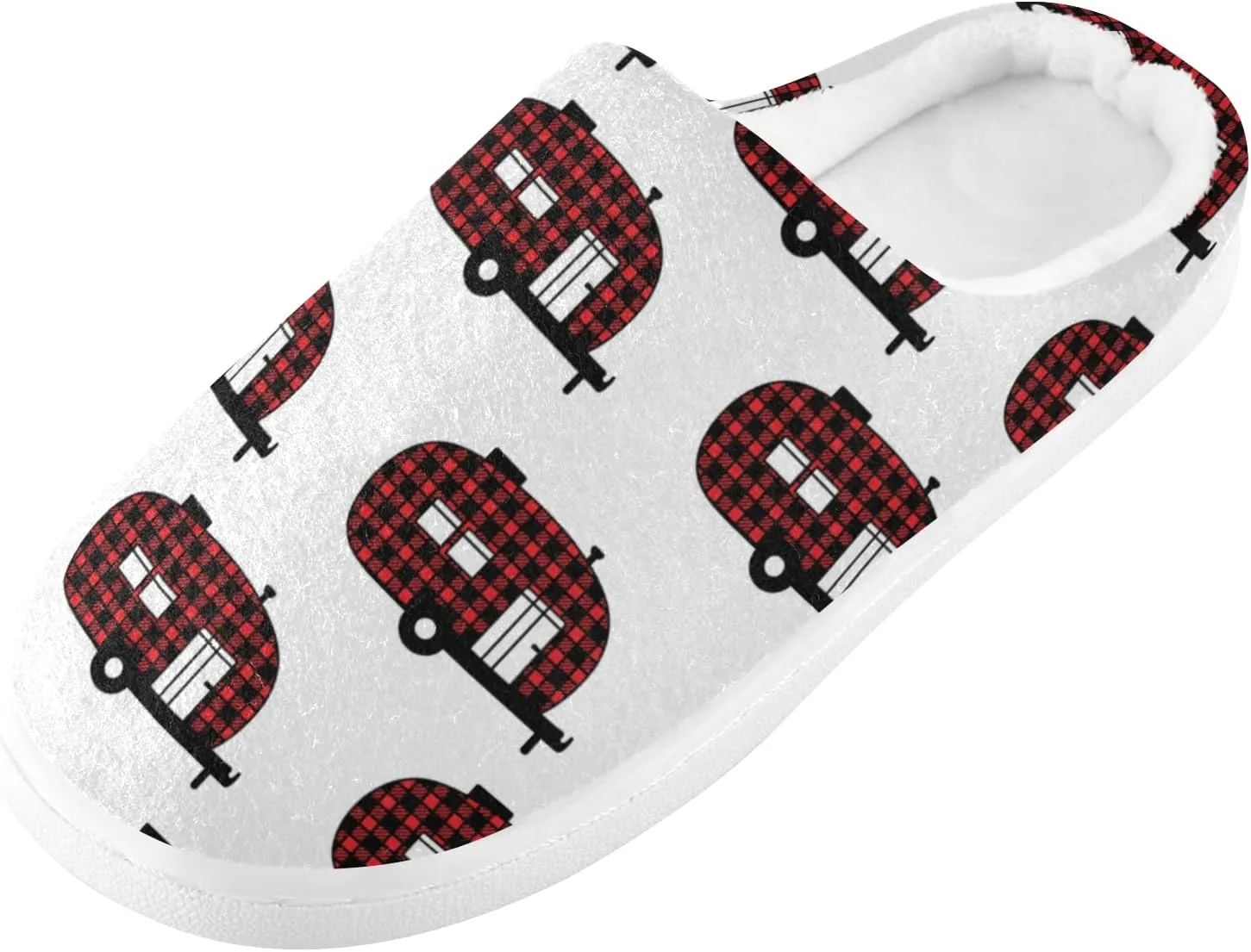 Unisex Memory Foam House Slippers Non-Skid Soft Warm Sole Coral Fleece Slip-on Closed Toe Hand Free Shoes for Bedroom Travel 6-17
