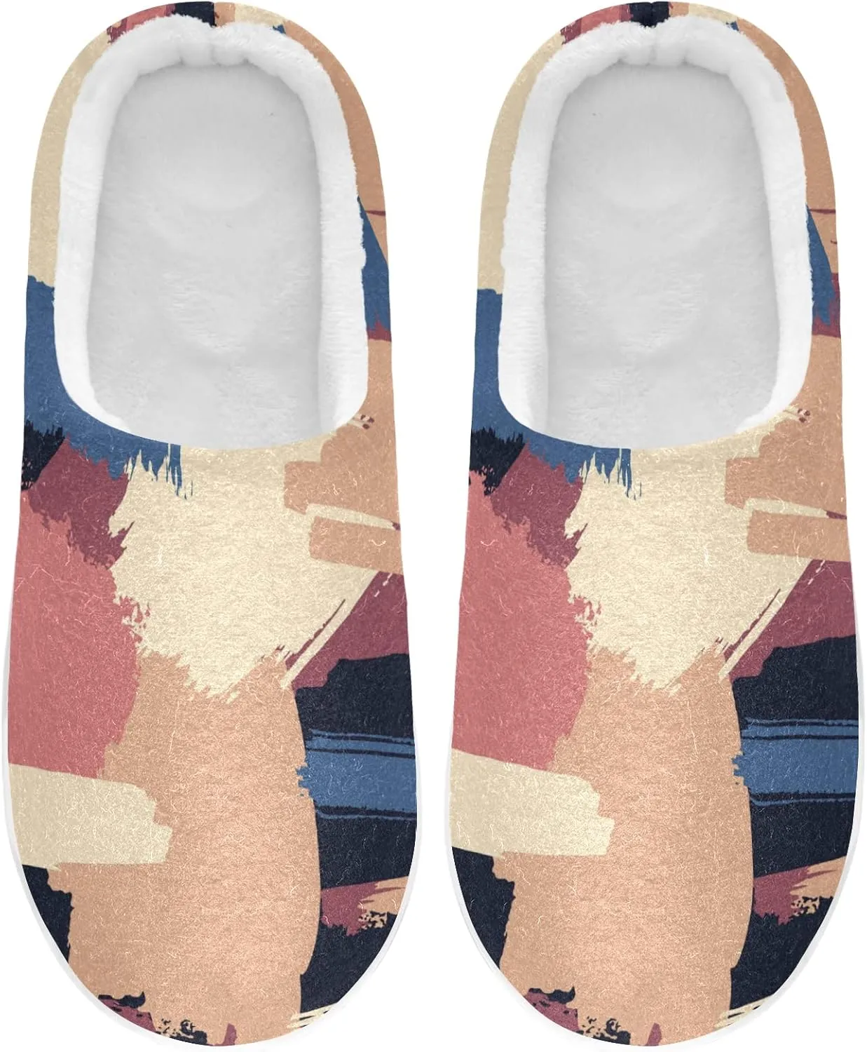 Unisex Memory Foam House Slippers Non-Skid Soft Warm Sole Coral Fleece Slip-on Closed Toe Hand Free Shoes for Bedroom Travel 6-17