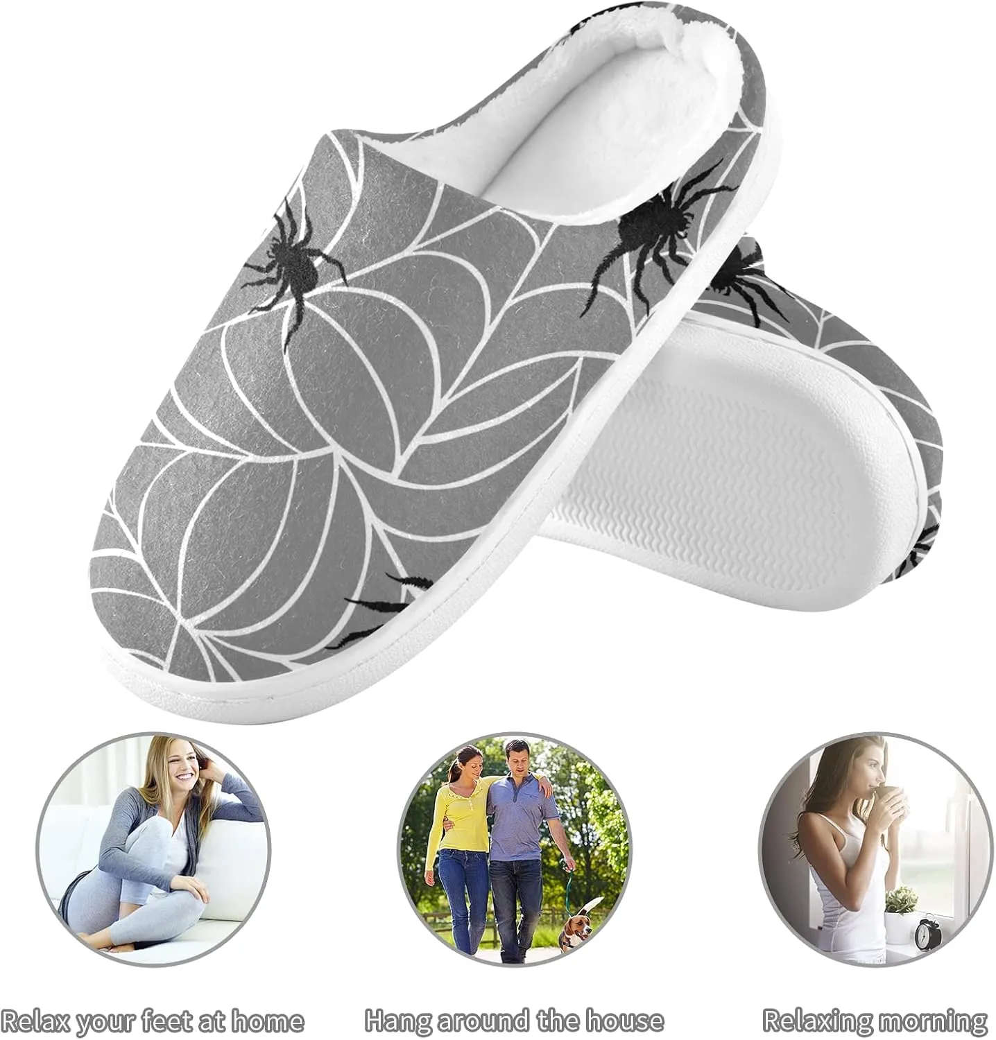 Unisex Memory Foam House Slippers Non-Skid Soft Warm Sole Coral Fleece Slip-on Closed Toe Hand Free Shoes for Bedroom Travel 6-17