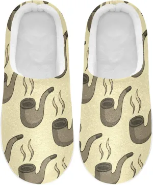Unisex Memory Foam House Slippers Non-Skid Soft Warm Sole Coral Fleece Slip-on Closed Toe Hand Free Shoes for Bedroom Travel 6-17
