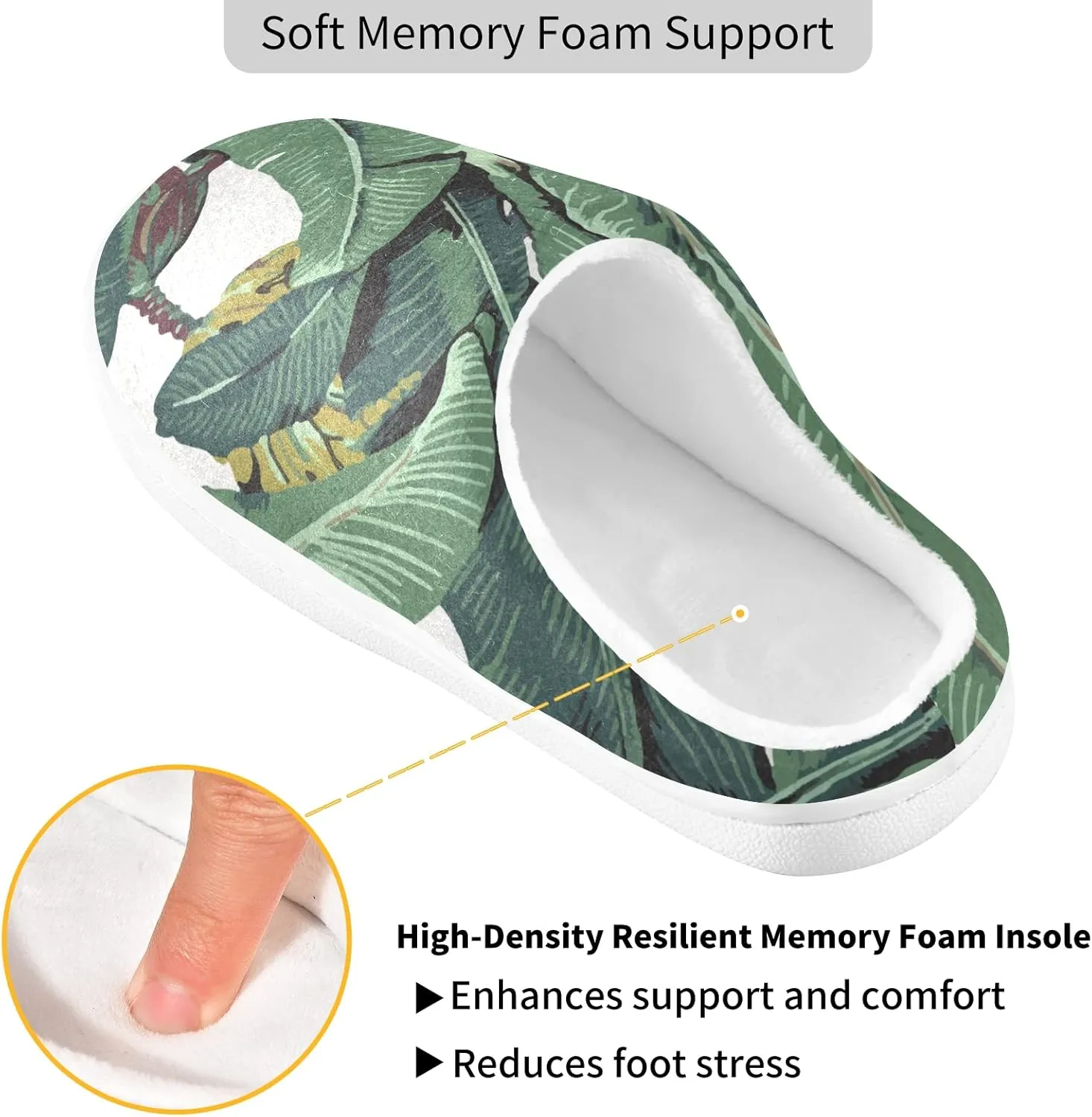 Unisex Memory Foam House Slippers Non-Skid Soft Warm Sole Coral Fleece Slip-on Closed Toe Hand Free Shoes for Bedroom Travel 6-17