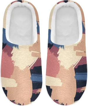 Unisex Memory Foam House Slippers Non-Skid Soft Warm Sole Coral Fleece Slip-on Closed Toe Hand Free Shoes for Bedroom Travel 6-17