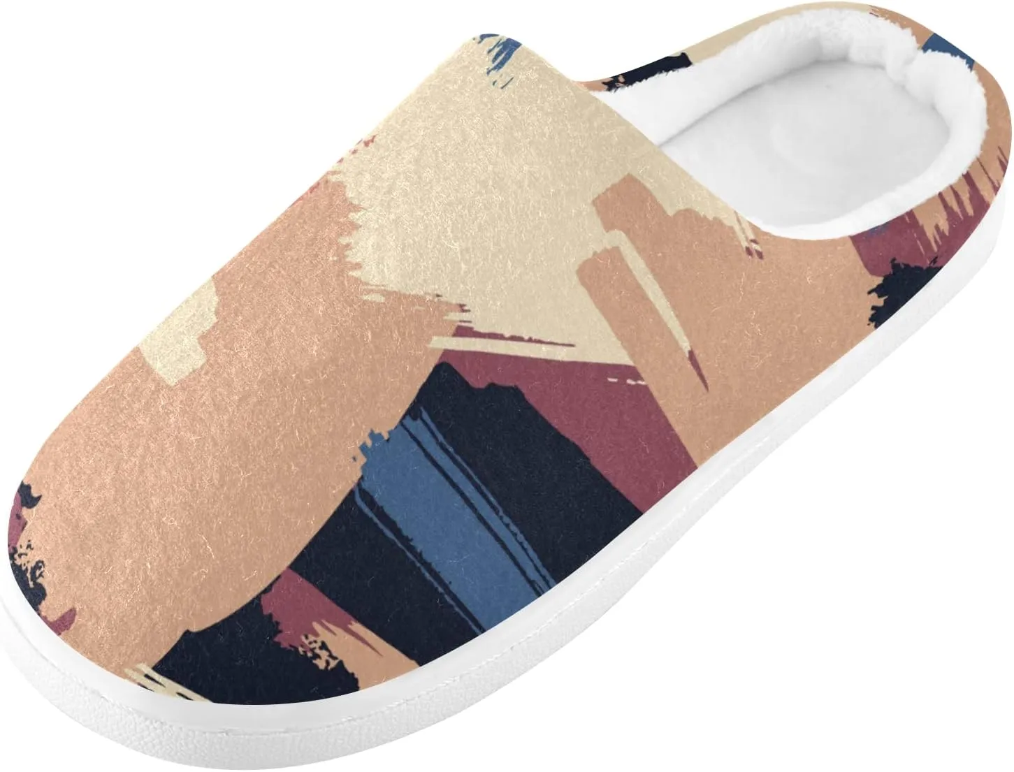 Unisex Memory Foam House Slippers Non-Skid Soft Warm Sole Coral Fleece Slip-on Closed Toe Hand Free Shoes for Bedroom Travel 6-17