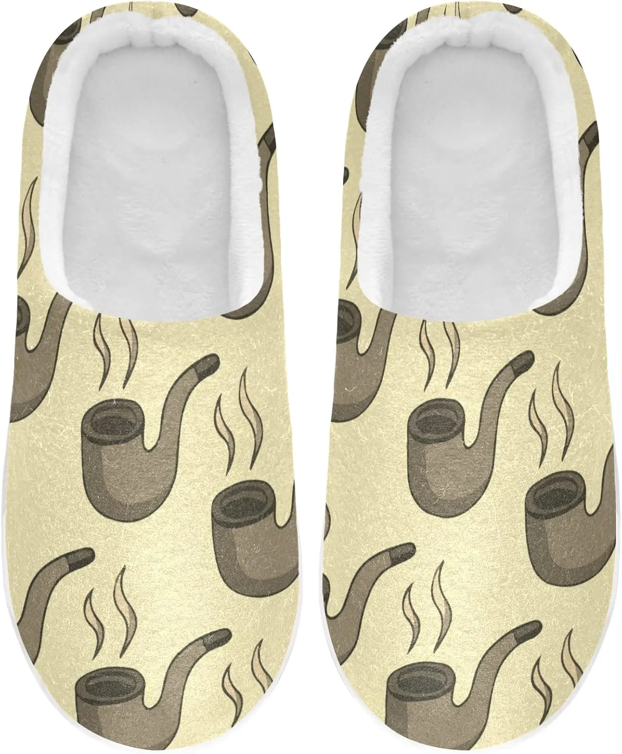 Unisex Memory Foam House Slippers Non-Skid Soft Warm Sole Coral Fleece Slip-on Closed Toe Hand Free Shoes for Bedroom Travel 6-17