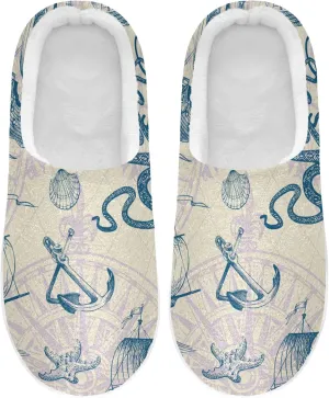 Unisex Memory Foam House Slippers Non-Skid Soft Warm Sole Coral Fleece Slip-on Closed Toe Hand Free Shoes for Bedroom Travel 6-17